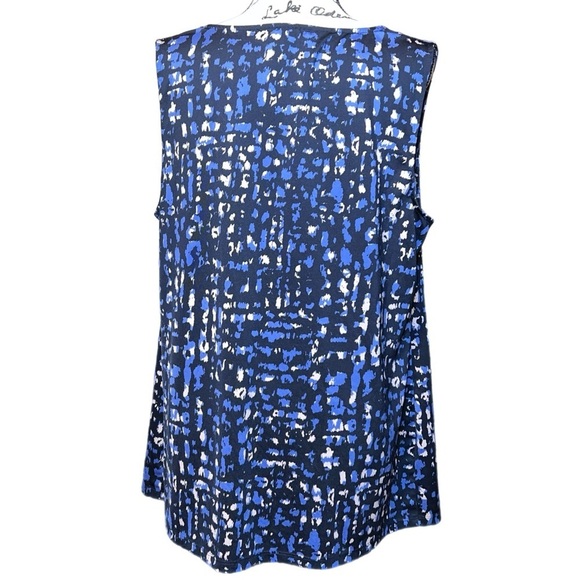 89th & Madison Animal Print Abstract Blue Black Tank Style Cowl Neck Top Size XL - Picture 3 of 6